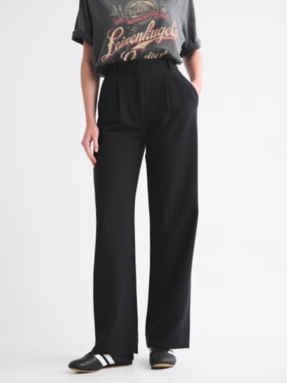 Abercrombie & Fitch High-Waist Wide-Leg Black Pants